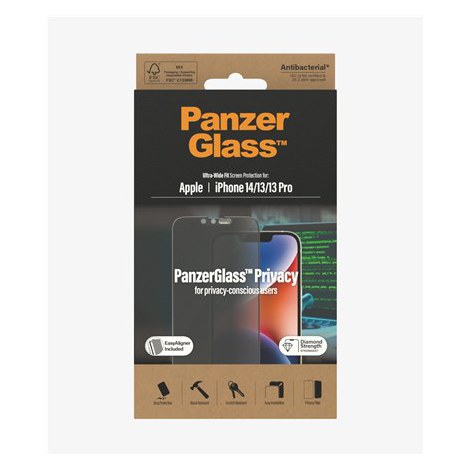 PanzerGlass | Screen protector - glass - with privacy filter | Apple iPhone 13, 13 Pro, 14 | Black | Transparent - 5